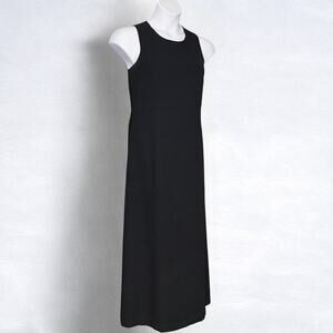 Vintage Eddie Bauer Black Maxi Dress 90s Minimalist Sleeveless Career Size 8